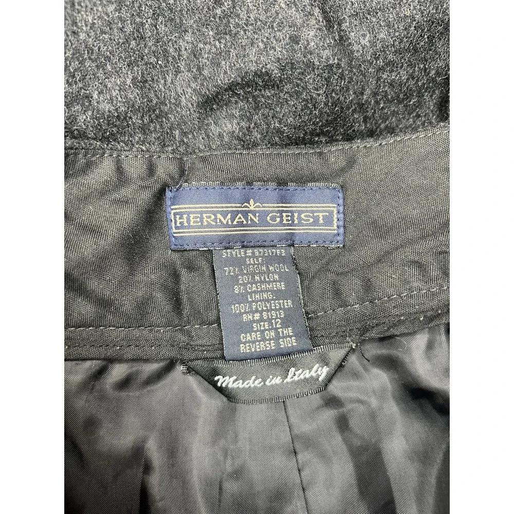 Herman‎ Geist Wool Blend Career Pants Womens Size 12 Gray Made in Italy